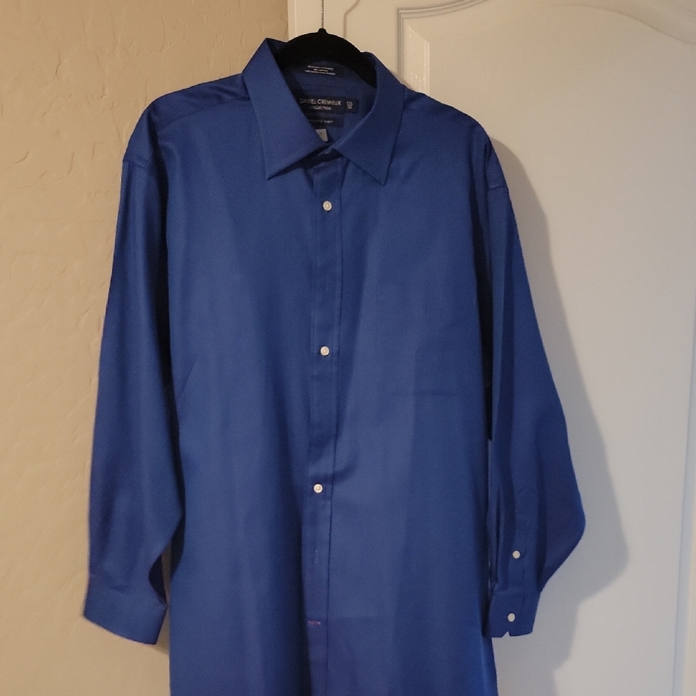 Mens Long Sleeve Shirt Deep Blue Size 17 1/2.